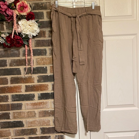 Umgee Full Size High Waisted Embellished Linen Pants Plus Size main image 0